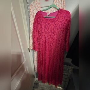 Pink Lace Long Sleeve Dress